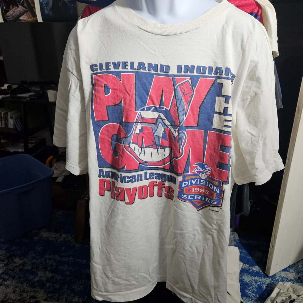 Vintage 1995 Cleveland Indians American League Play The Game T-Shirt XXL